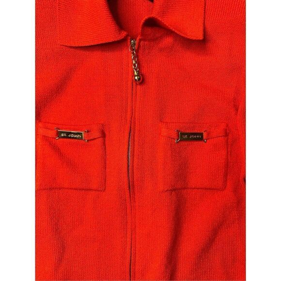 Gorgeous St. John Collection Full Zip Red with Gold accents, size Small - Picture 2 of 9